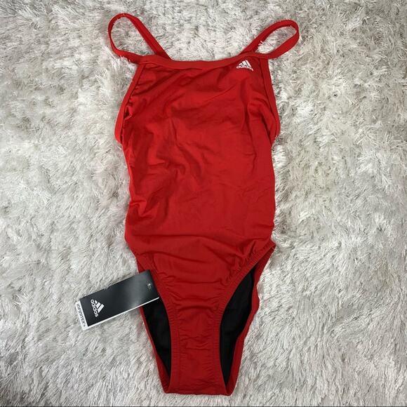 Adidas Red Vortex Back Infinitex Swimsuit Sz 28 - Picture 1 of 7